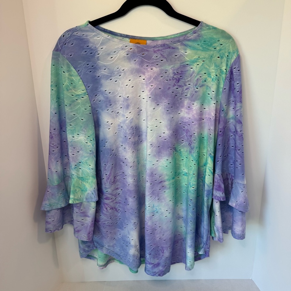 Ruby Rd. Women's Tie-Dye Top -‎ Purple and Green Size Medium Blouse